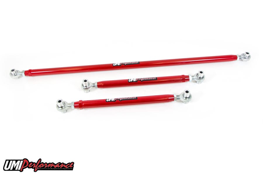 UMI Performance 201723-R Double Adjustable Panhard Bar and Lower Control Arm Red