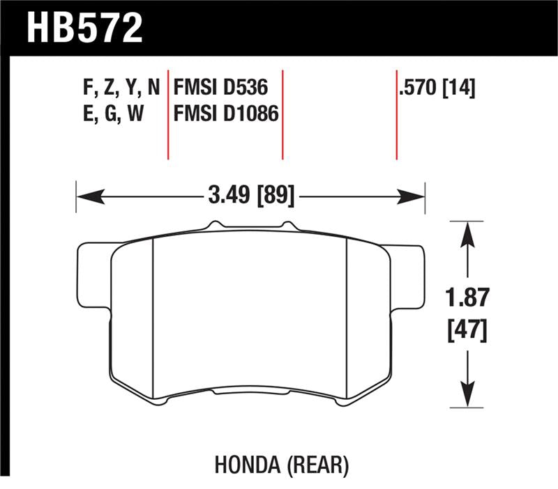 Hawk Performance HB572G.570 DTC-60 Motorsport Brake Pads