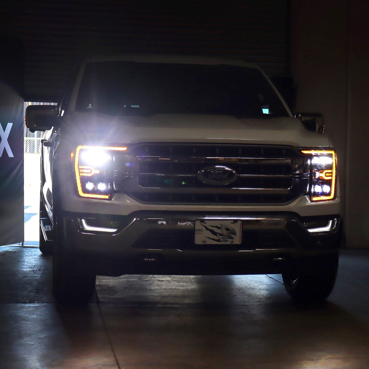 AlphaRex 880137 21-22 Ford F-150 NOVA LED Projector Headlights Plank Style Black with Activation Light/Sequential Signal
