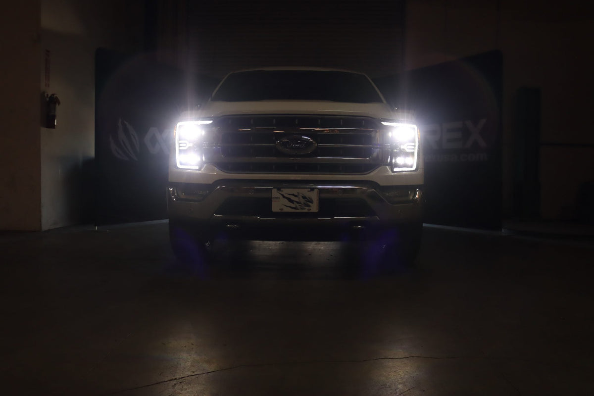 AlphaRex 880137 21-22 Ford F-150 NOVA LED Projector Headlights Plank Style Black with Activation Light/Sequential Signal