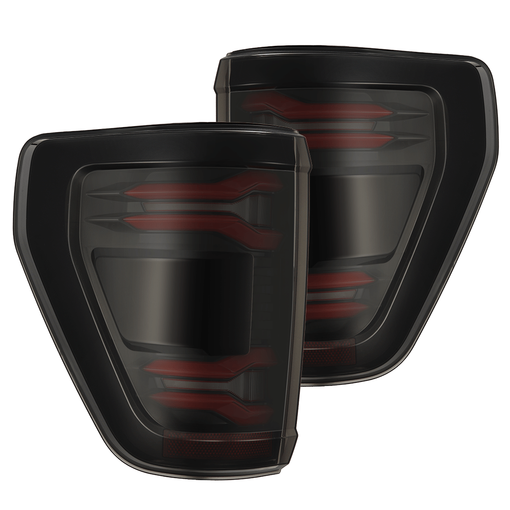 AlphaRex 653050 21-23 Ford F-150 LUXX LED Taillights - Black Red with BLIS