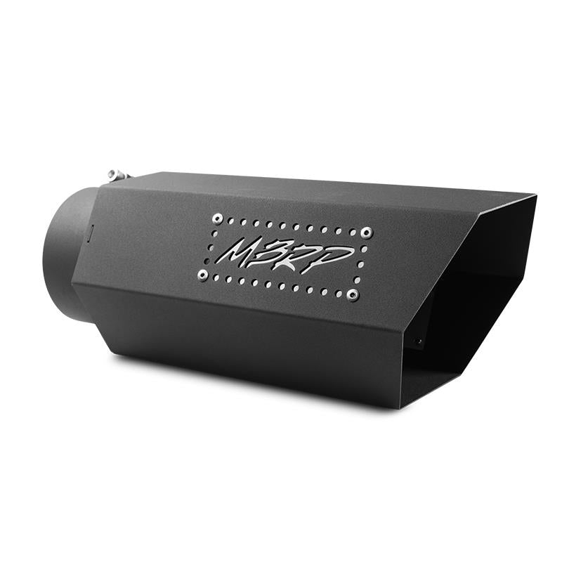 MBRP T5166BLK Black Series Exhaust Tip 5 in. Inlet 6 in. Outlet Diameter 16 in. Length w/Stainless Steel Logo Plate Stainless Steel Black Coated Black Series Exhaust Tip