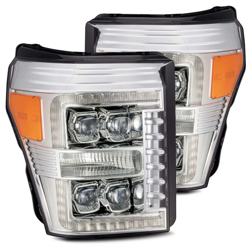 AlphaRex 880148 11-16 Ford F-350 SD NOVA LED Projector Headlights Plank Style Chrome w/Activation Light/Sequential Signal