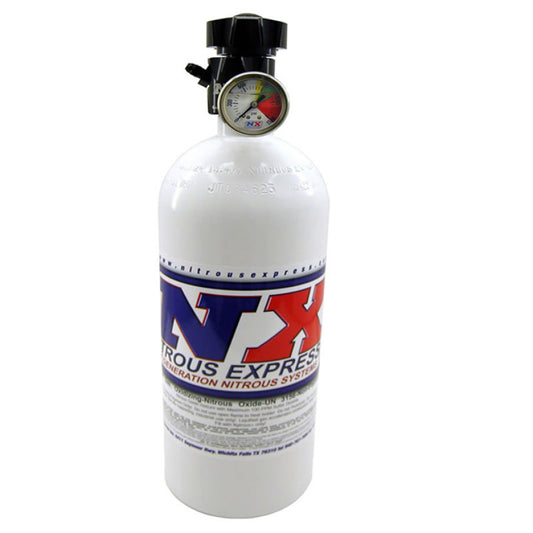 Nitrous Express 15lb Bottle w/Lightning 500 Valve & Pressure Gauge 11151