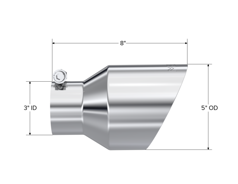 MBRP Univ T304 Tip 3on ID / 5in OD Out / 8in Length Angle Cut Dual-Wall
