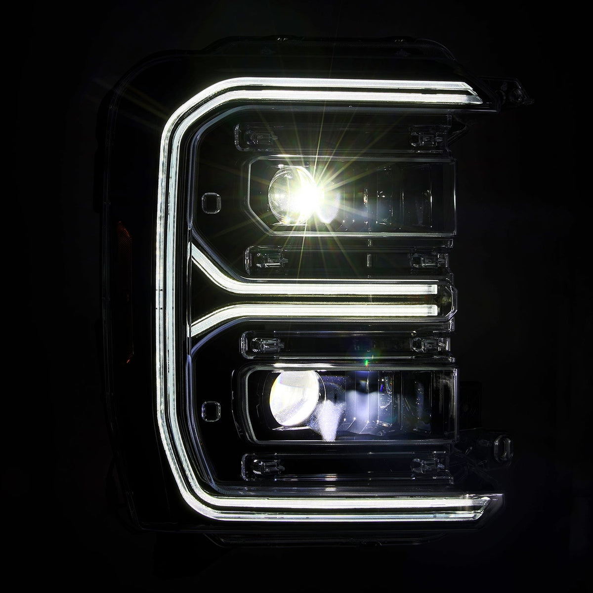 AlphaRex 880908 23-26 Ford F-250 SD LUXX LED Projector Headlights Alpha Black w/Activation Light/Sequential Signal/Switchback