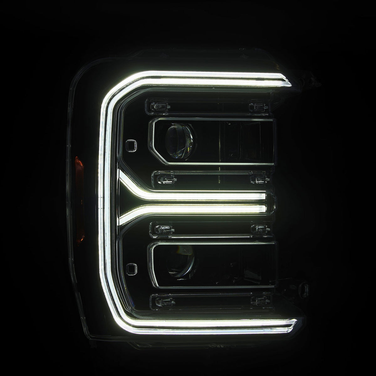 AlphaRex 880908 23-26 Ford F-250 SD LUXX LED Projector Headlights Alpha Black w/Activation Light/Sequential Signal/Switchback