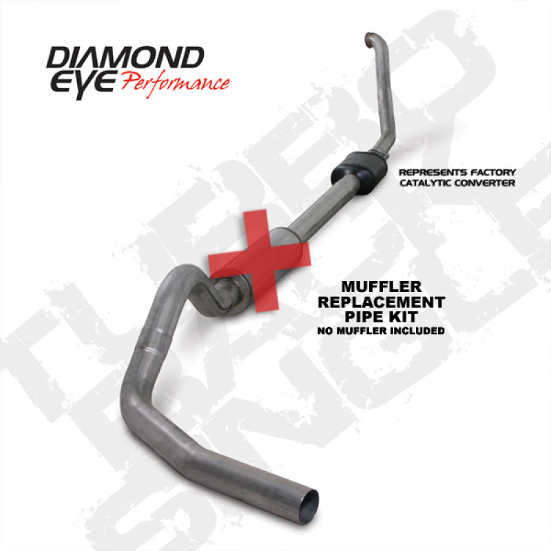 Diamond Eye K4306S-RP 4in Turbo-Back Exhaust Muffler Replacement Pipe - 1994-1997 Ford F-250/F-350 | Stainless Steel