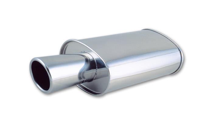 Vibrant StreetPower Oval Muffler with 4in Round Tip Angle Cut Rolled Edge