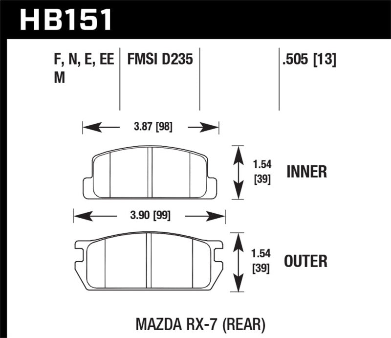 Hawk Performance HB151D.505 ER-1 Motorsport Brake Pads