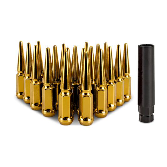 Mishimoto Steel Spiked Lug Nuts M12x1.5 20pc Set - Gold - #MMLG-SP1215-20GD