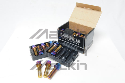 Wheel Mate 40613BR Mevius Lug Bolt Set Black M14x1.50 50mm Ball Seat 14mm Radius - Set of 20