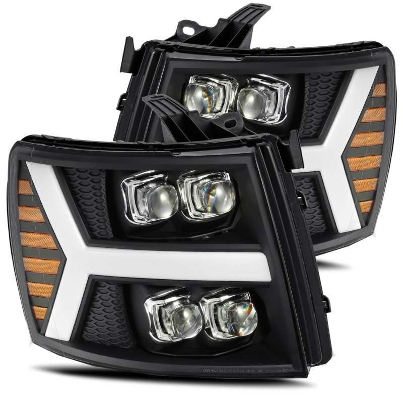 AlphaRex 880209 07-13 Chevrolet 1500 HD NOVA LED Projector Headlights Plank Style Matte Black with Activation Light/Sequential Signal