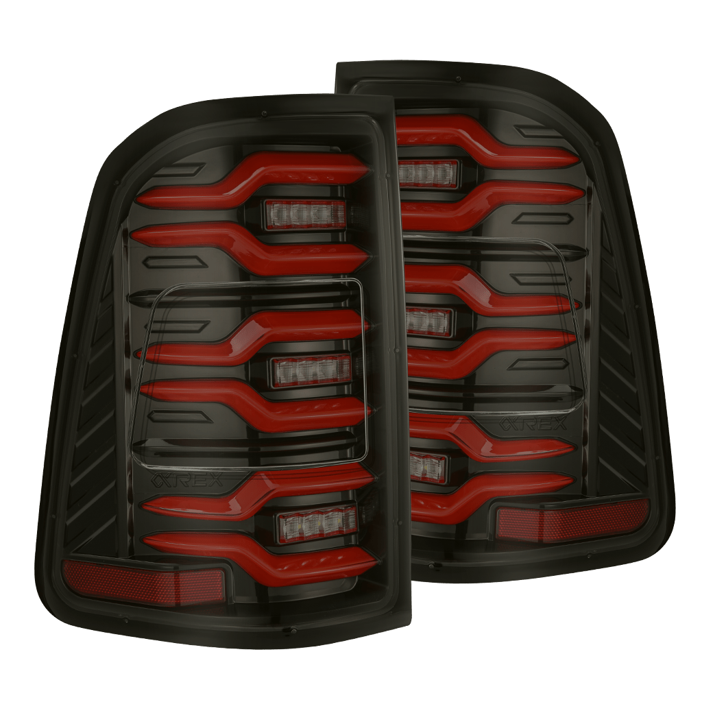 AlphaRex 640052 2025 Dodge Ram 1500 Luxx-Series LED Tail Lights - Black/Red