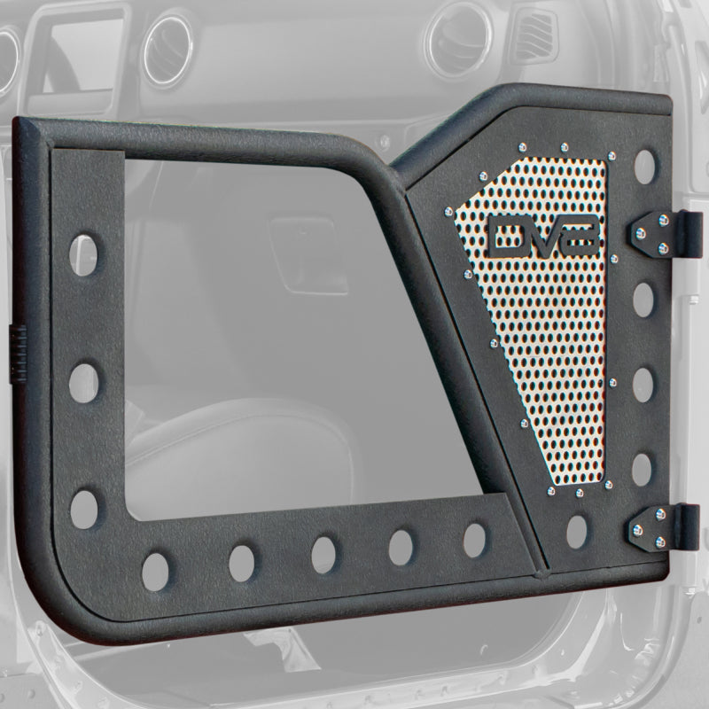 DV8 Offroad Jeep 18+ Wrangler JL / 20+ Gladiator JT Rear Rock Doors w/ Perforated Aluminum Mesh - #RDJL-01R