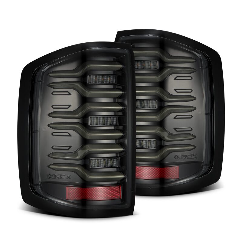 AlphaRex 620040 14-18 Chevrolet Silverado 1500 Luxx-Series LED Tail Lights Alpha-Black w/Activation Light/Sequential Signal