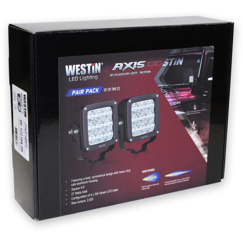 Westin 09-12219B-PR Axis LED Auxiliary Light 4.5 inch x 4.5 inch Square Flood Black