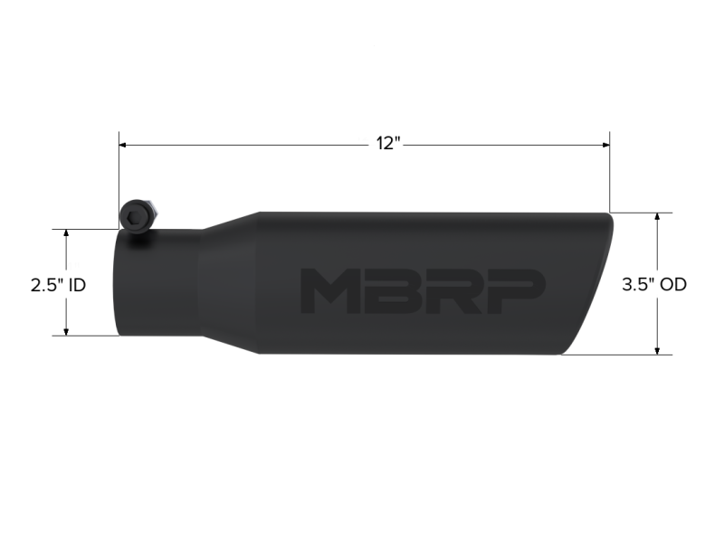 MBRP T5113BLK 12in Black Finish Angled Rolled End Exhaust Tip