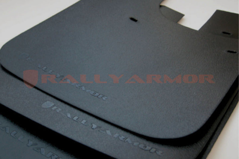 Rally Armor Basic Mud Flaps - 1993-2001 Subaru Impreza - Black/Black Logo - #MF2-BAS-BLK