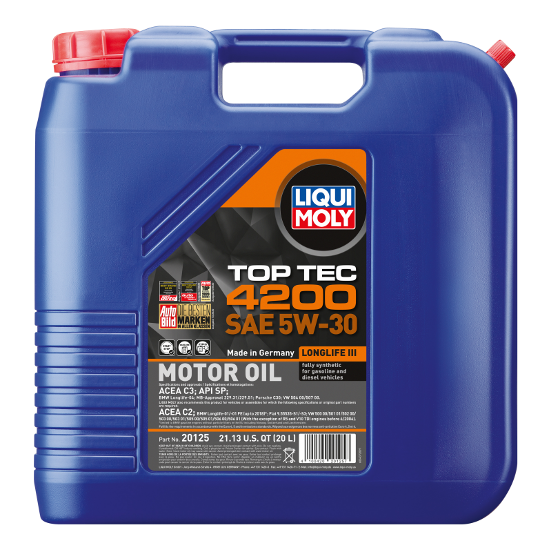 LIQUI MOLY 20L Top Tec 4200 New Generation Motor Oil SAE 5W-30 (20125)