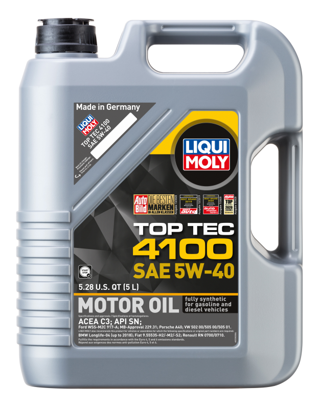 LIQUI MOLY 5L Top Tec 4100 Motor Oil SAE 5W-40 (2330) - Pack of 4