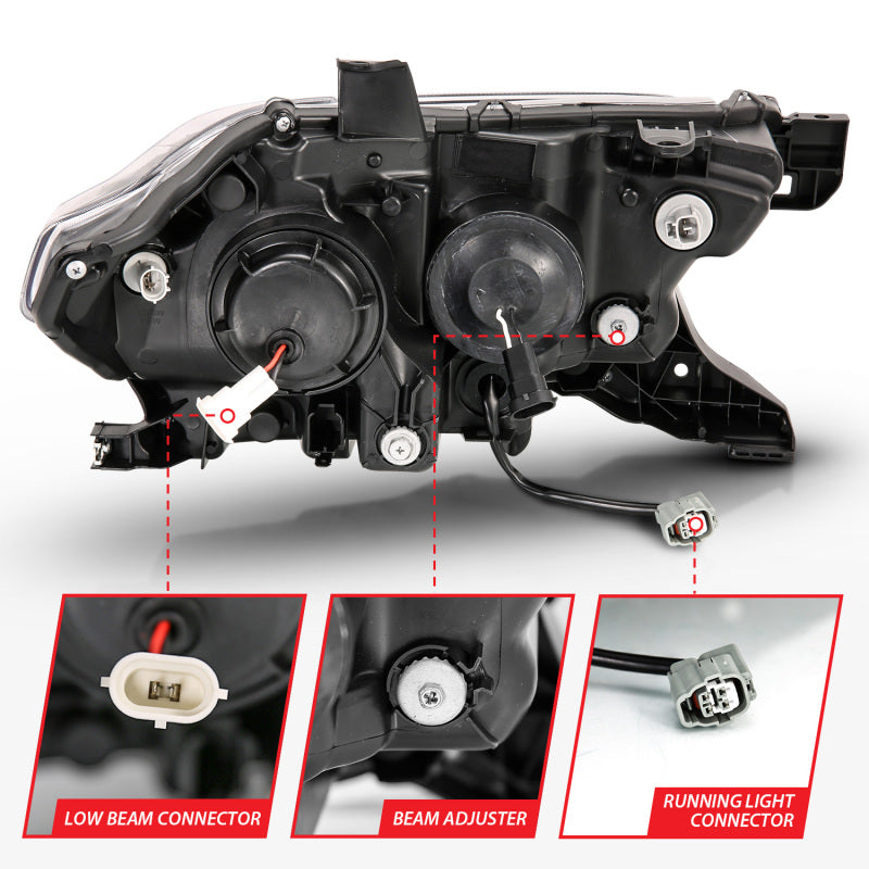 ANZO 2016-2023 Toyota Tacoma LED Projector Headlights - Black (For Halogen Version w/ DRL)