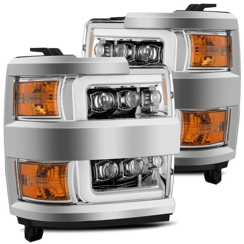 AlphaRex 880228 15-18 Chevrolet 2500 HD NOVA LED Projector Headlights Plank Style Chrome w/Activation Light/Sequential Signal/DRL