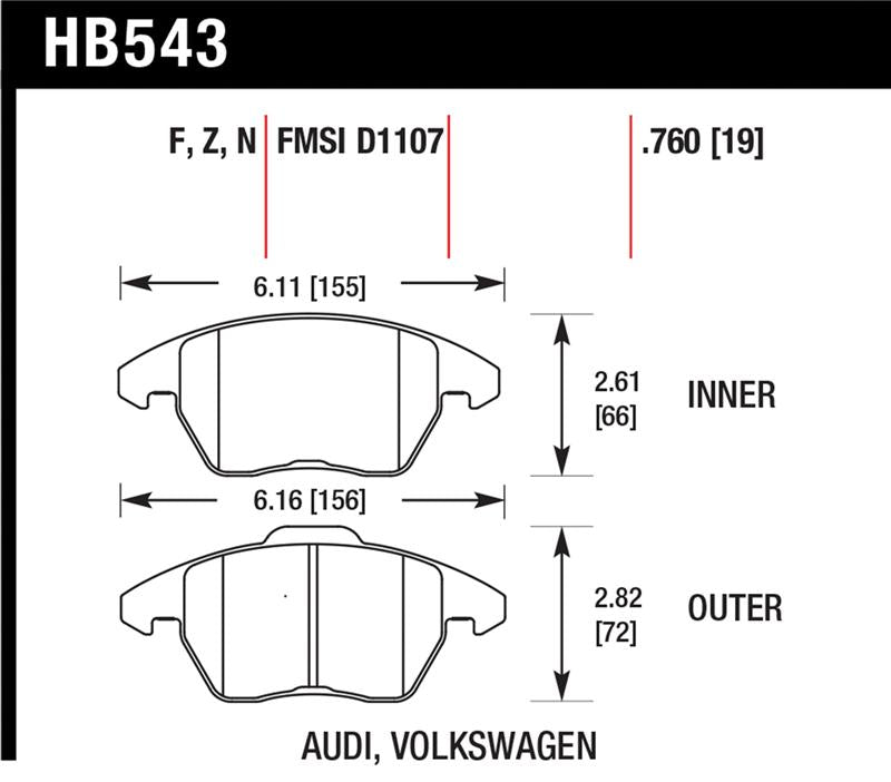 Hawk Performance HB543C.760 HPX Motorsport Brake Pads