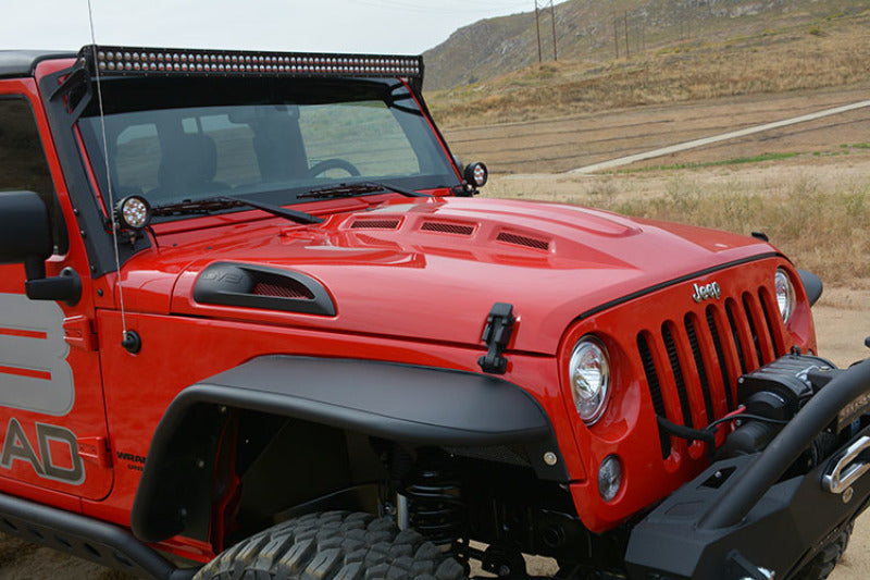 DV8 Offroad 07-18 Jeep Wrangler JK Metal Heat Dispersion Hood - Primer Black - #HDMB07-02