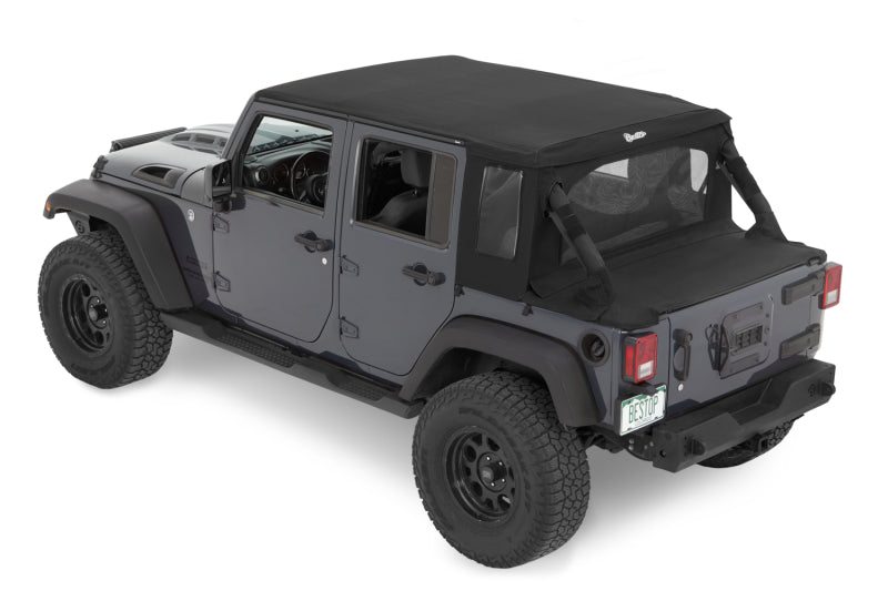 Bestop 07-18 Jeep Wrangler JK 4-Door Halftop Conversion Kit (Premium Black Twill)