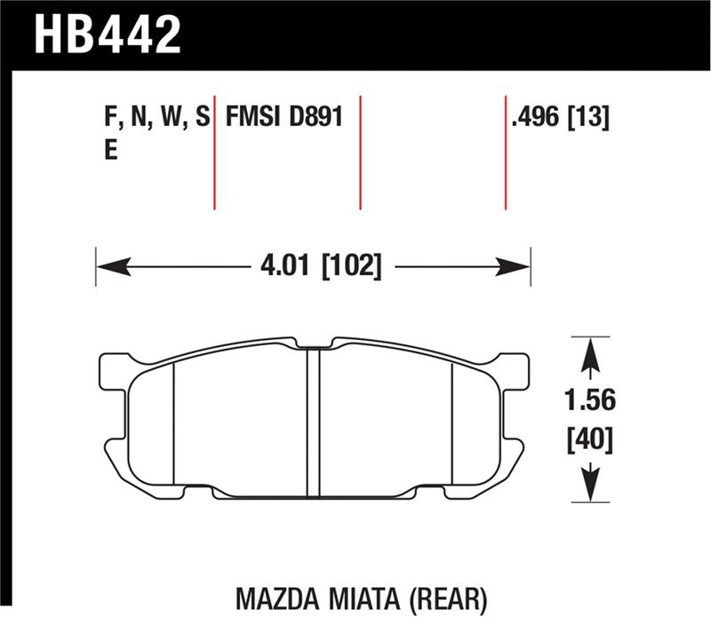Hawk Performance HB442C.496 HPX Motorsport Brake Pads