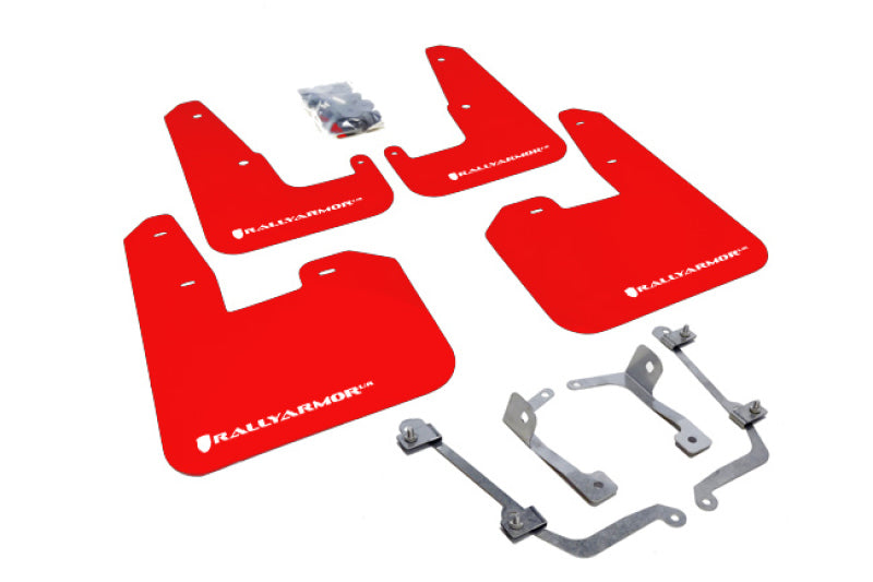 Rally Armor UR Mud Flaps - 2008-2014 Subaru Impreza - Red/White Logo - #MF15-UR-RD/WH