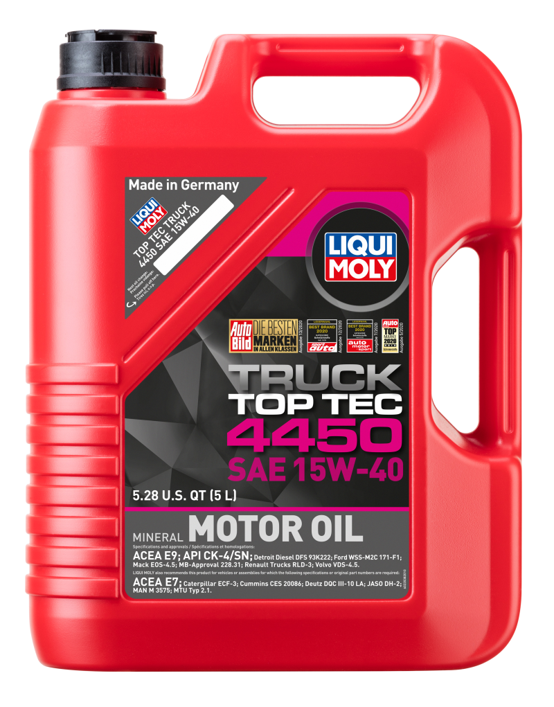 LIQUI MOLY 5L Top Tec Truck 4450 Motor Oil SAE 15W-40 (22038) - Pack of 4