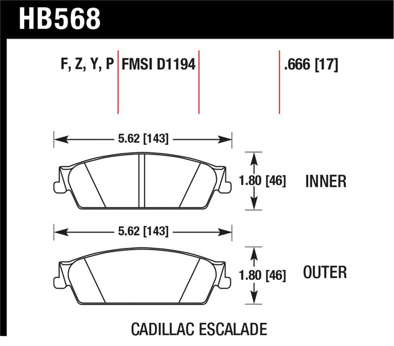 Hawk Performance HB568F.666 HPS Performance Street Brake Pads