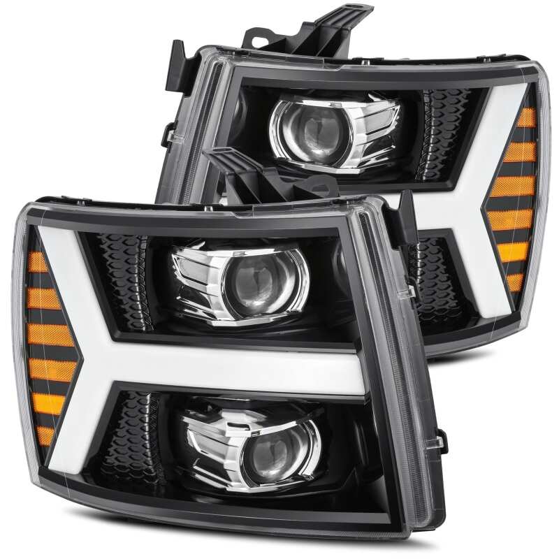 AlphaRex 880223 07-13 Chevrolet 1500 LUXX LED Projector Headlights Plank Style Jet Black w/ Activation Light/Sequential Signal/DRL