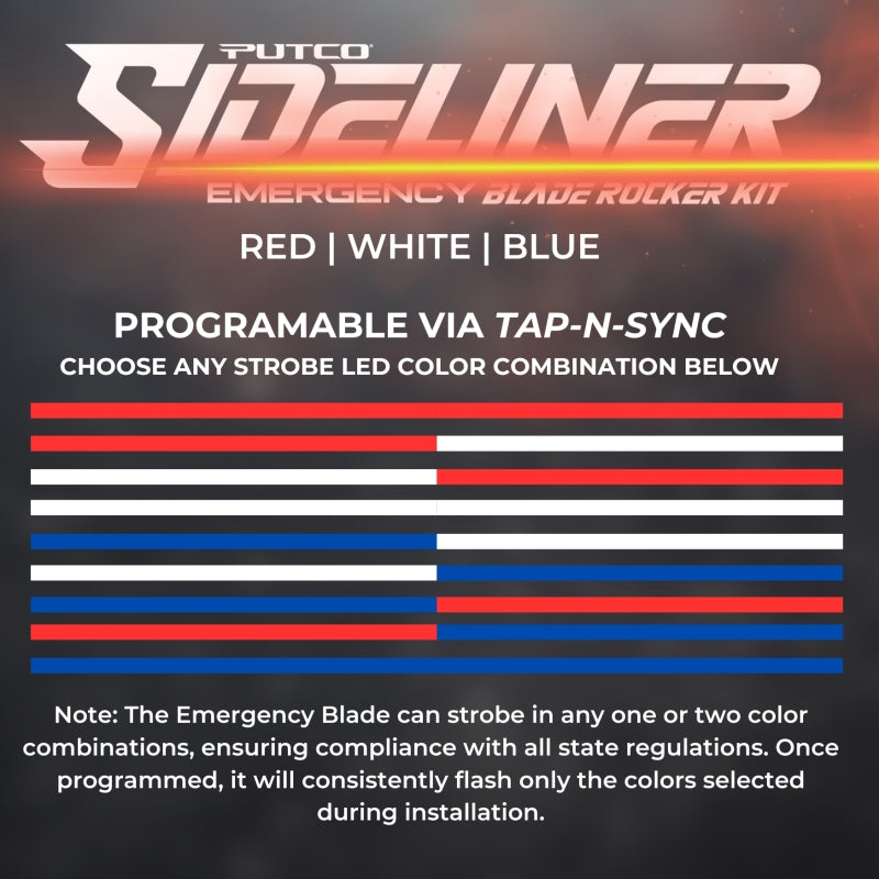 Putco for 2019-2023 Chevrolet Silverado Blade Rocker Kits Sideliners - Red/Blue with White Override
