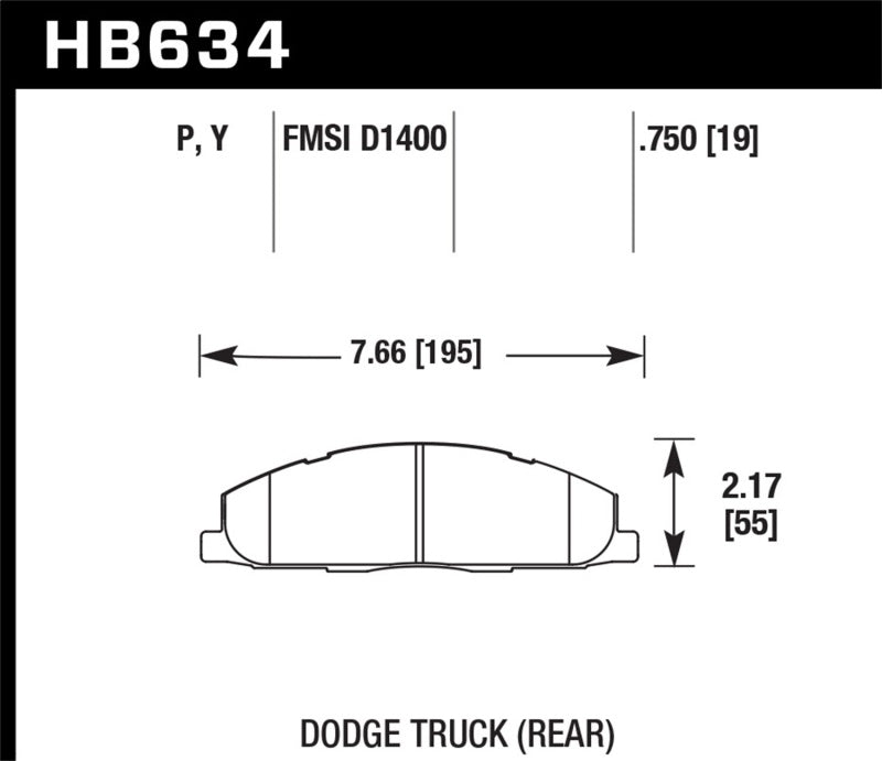Hawk Performance HB634Y.750 LTS Light Truck and SUV Street Brake Pads