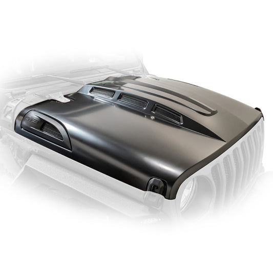 DV8 Offroad 18+ Jeep JL Heat Dispersion Hood - Primer Black - #HDMBJL-01
