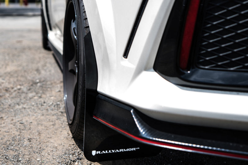 Rally Armor Mud Flaps - 2017-2021 Honda Civic - RAL UR Blk Flap/Dark Grey Logo - #MF47-UR-BLK/DGRY