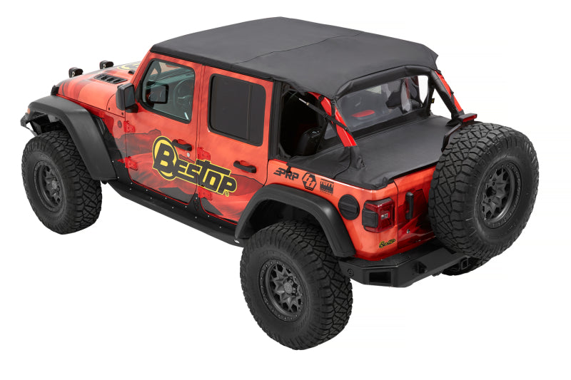 Bestop 18-26 Jeep Wrangler JL 4-Door Header Safari Cable Style Bikini (Black Diamond)