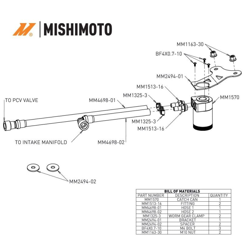 Mishimoto 2024+ Ford Mustang 2.3L EcoBoost Oil Catch Can PCV Side - #MMBCC-MUS4-24