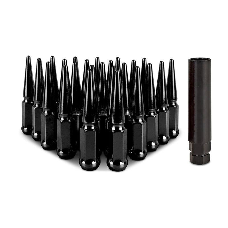 Mishimoto Mishimoto Steel Spiked Lug Nuts M14 x 1.5 24pc Set Black - #MMLG-SP1415-24BK