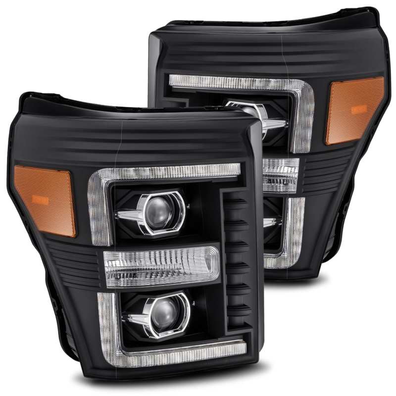 AlphaRex 880142 11-16 Ford F-250 SD PRO-Series Projector Headlights Plank Style Design Black w/Sequential Signal