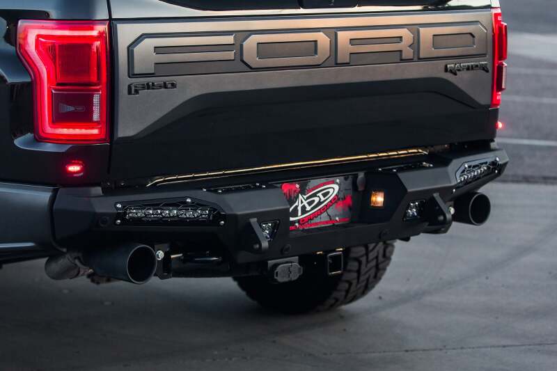 Addictive Desert Designs for 17-18 Ford F-150 Raptor HoneyBadger Rear Bumper w/ 10in SR LED Mounts
