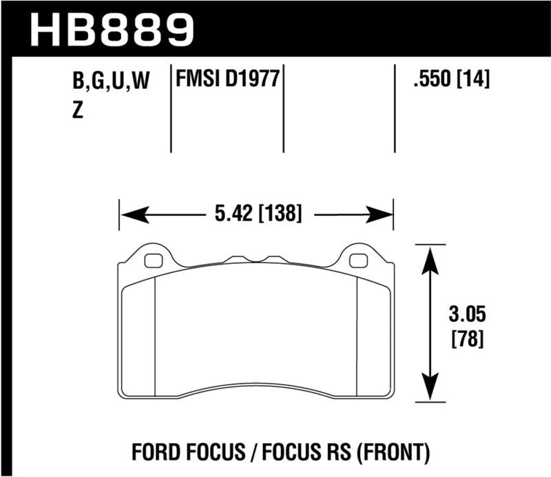 Hawk Performance HB889N.550 HP Plus Crossover Street/Motorsport Brake Pads