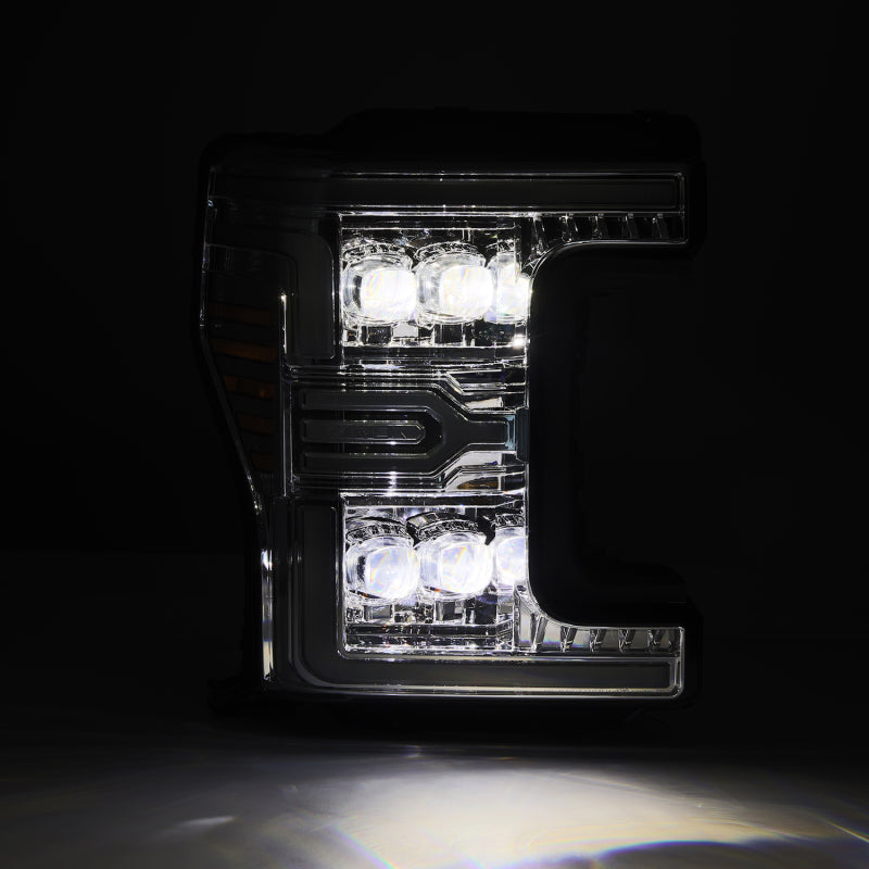 AlphaRex 880347 17-19 Ford F-250/350/450/550 Super Duty NOVA-Series LED Projector Headlights Chrome with Sequential Signal & Switchback DRL