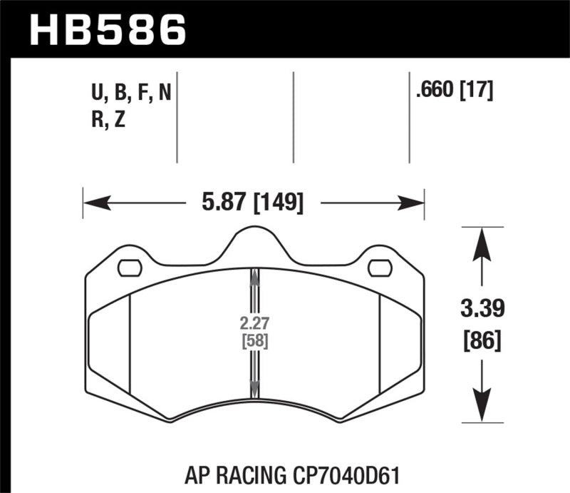 Hawk Performance HB586U.660 DTC-70 Motorsport Brake Pads