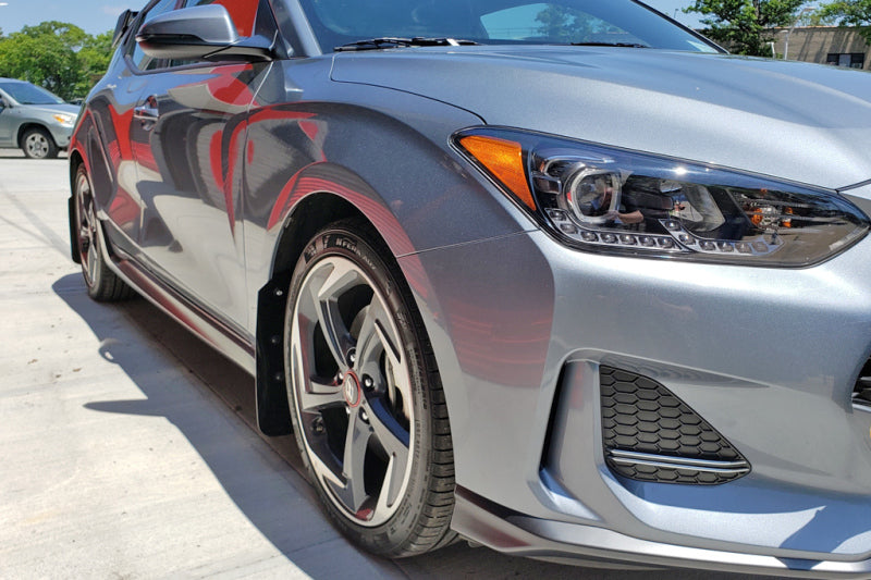 Rally Armor UR Mud Flaps - 2019-2021 Hyundai Veloster - Red/White Logo - #MF58-UR-RD/WH