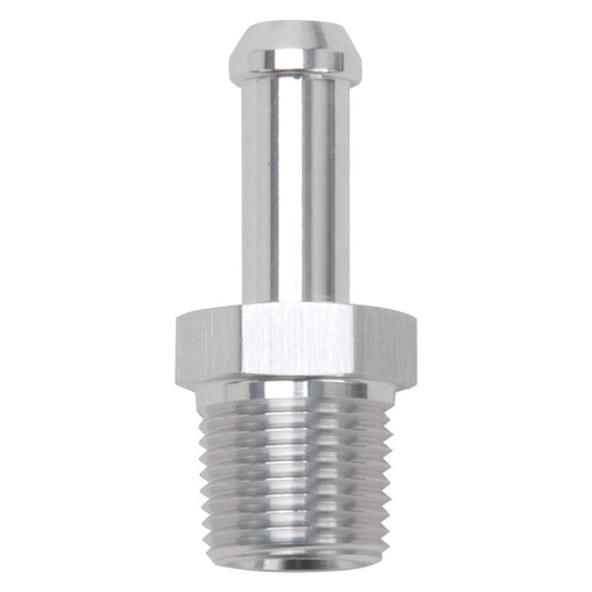 Edelbrock 8118 Hose End Straight 3/8 in NPT to 3/8 in Barb Clear Anodized