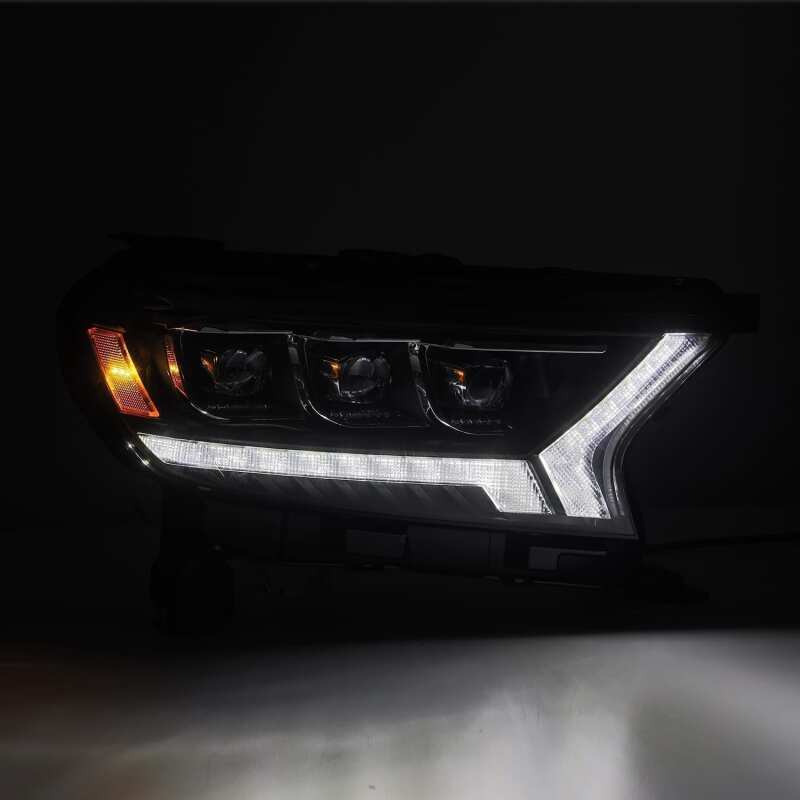 AlphaRex 880124 19-21 Ford Ranger NOVA LED Projector Headlights Plank Style Black with Activation Light/Sequential Signal/DRL